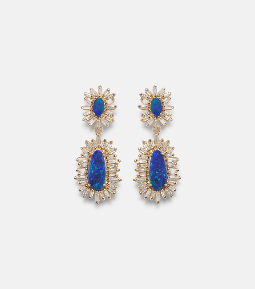 Suzanne Kalan 18kt gold drop earrings with opals and diamonds
