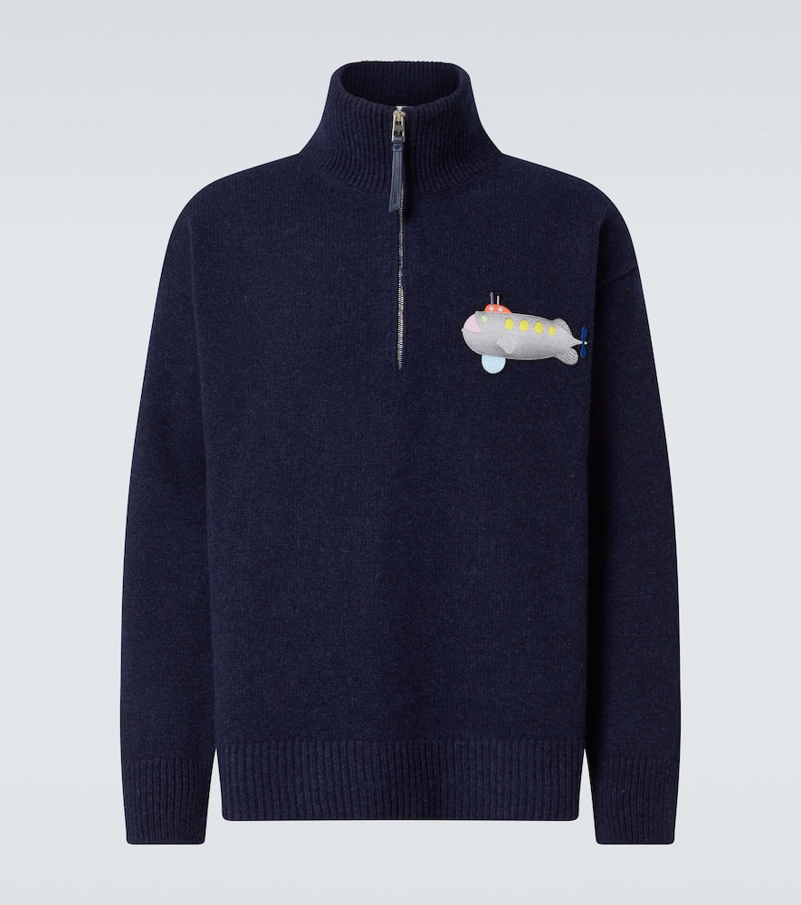 Loewe X Suna Fujita Submarine Half-zip Sweater In Blue