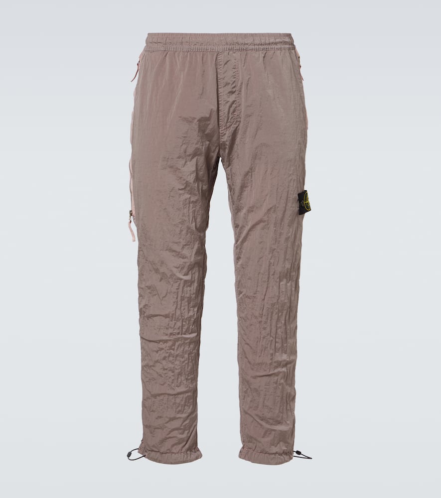 Stone Island Compass-badge Tapered Cargo Trousers In Pink