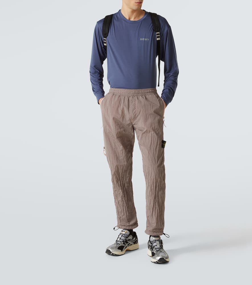 Stone Island Compass-badge Tapered Cargo Trousers In Pink