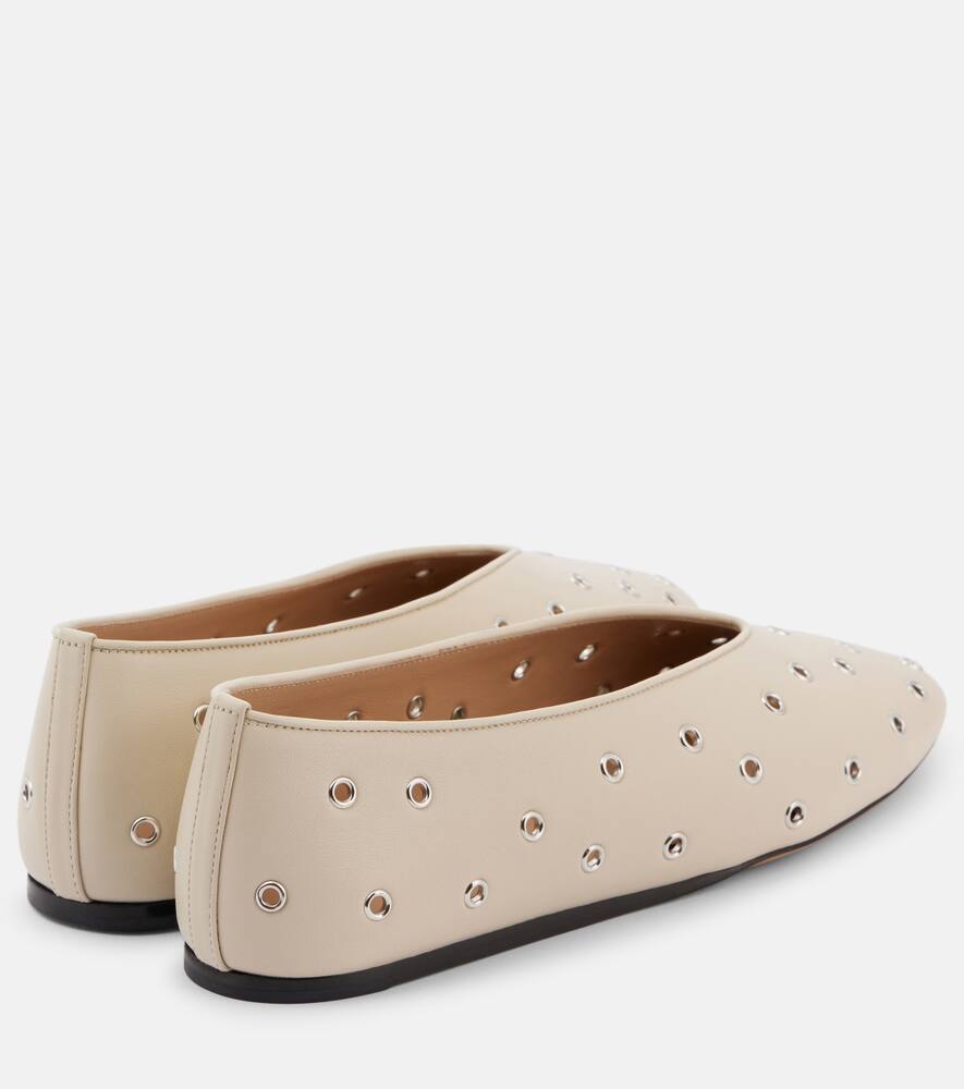 LE MONDE BERYL LE MONDE BÉRYL REGENCY EMBELLISHED LEATHER BALLET FLATS