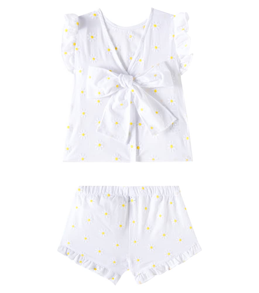Il Gufo Baby Cotton Top And Shorts Set In White
