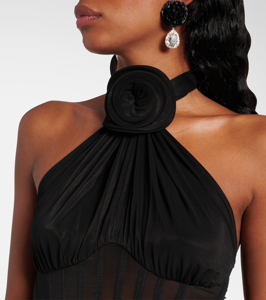 Magda Butrym Floral-appliqué Corset In Black