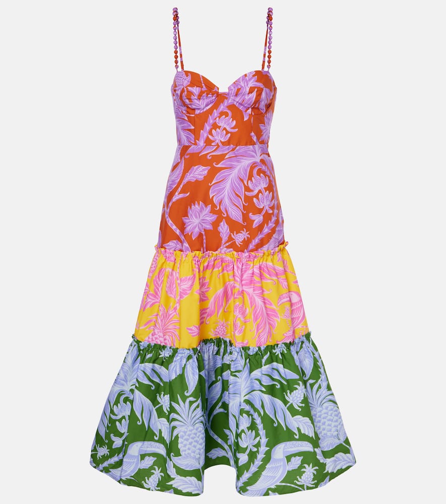 Tropical Swing Mix cotton midi dress