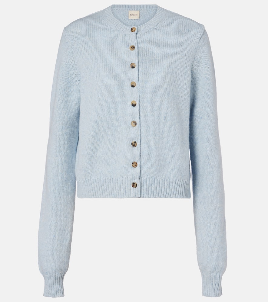 Khaite Everheart Button-front Cashmere Cardigan In Blue