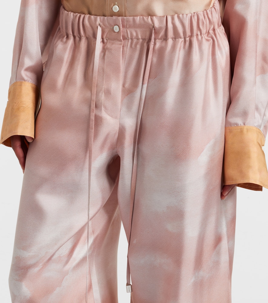Attico Womens Pink Shades Drawstring Wide-leg Silk Trousers In Multi