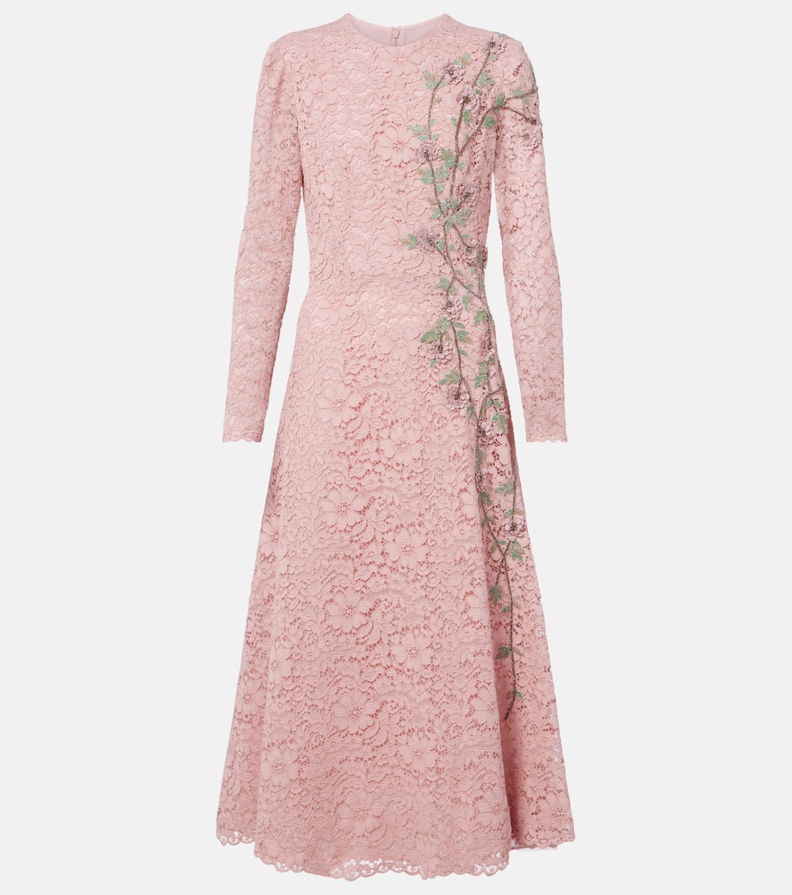 Costarellos Marlena Embroidered Lace Midi Dress In Pink