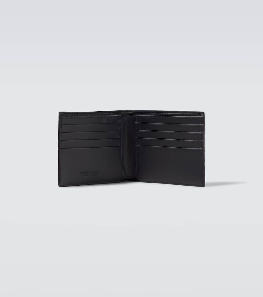 Bottega Veneta Men Black Bi-fold Wallet With Intreccio Motif In Leather Man In Blue