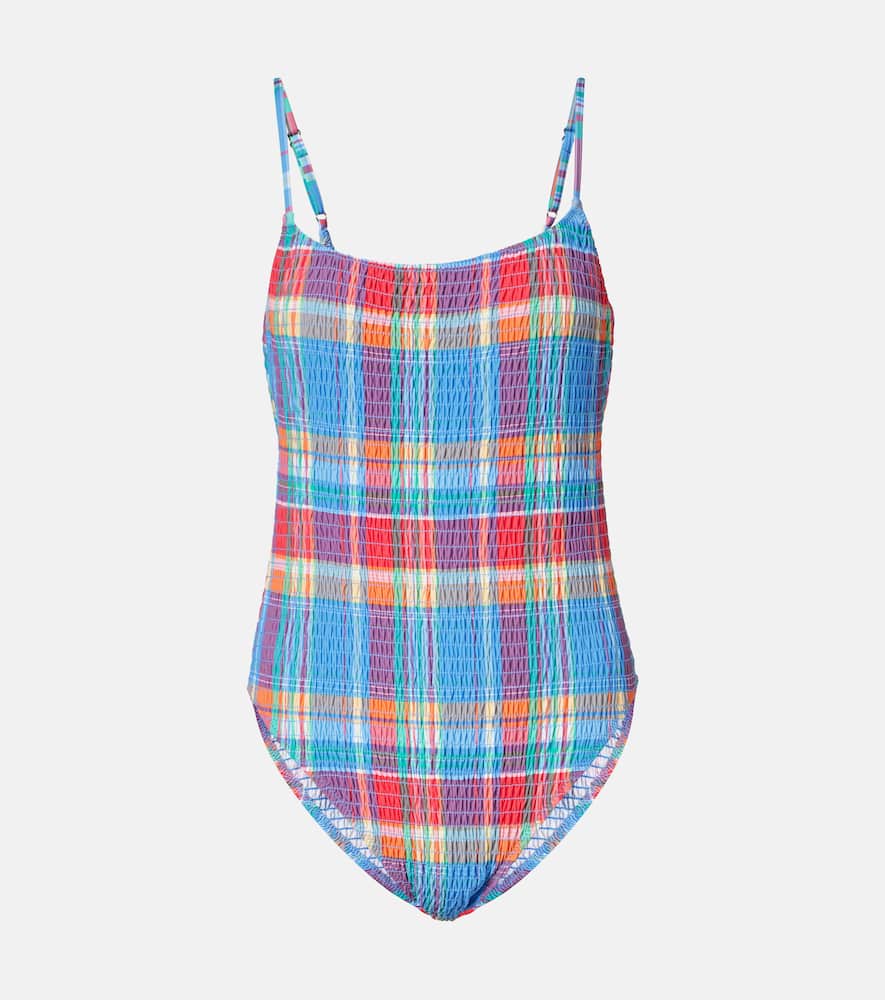 Smocked Kennedy checked swimsuit