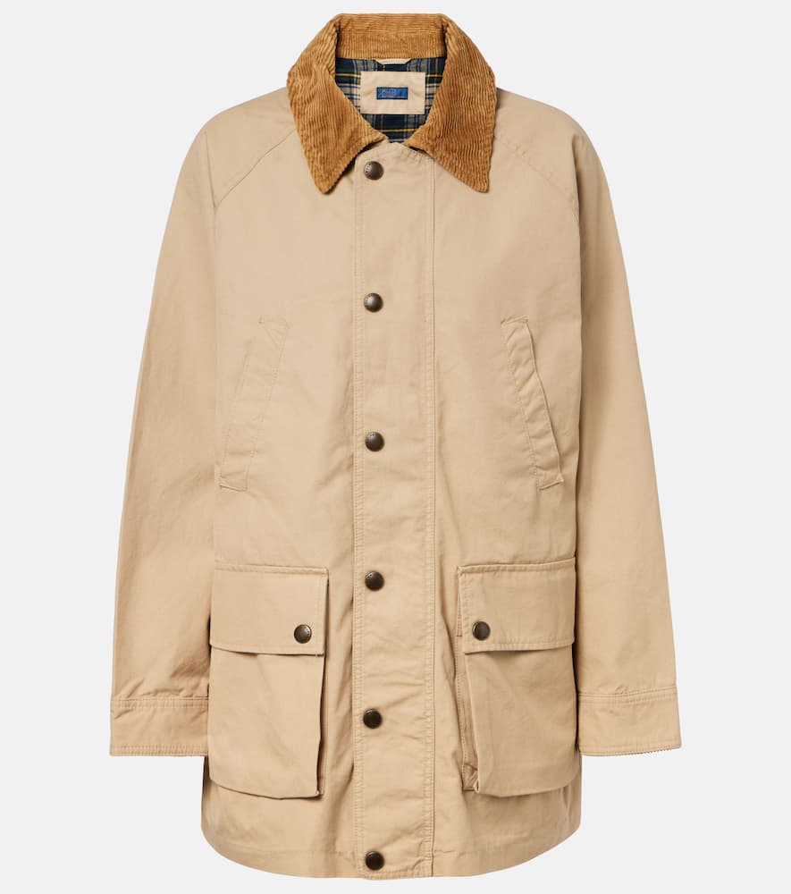 Corduroy-trimmed cotton field jacket