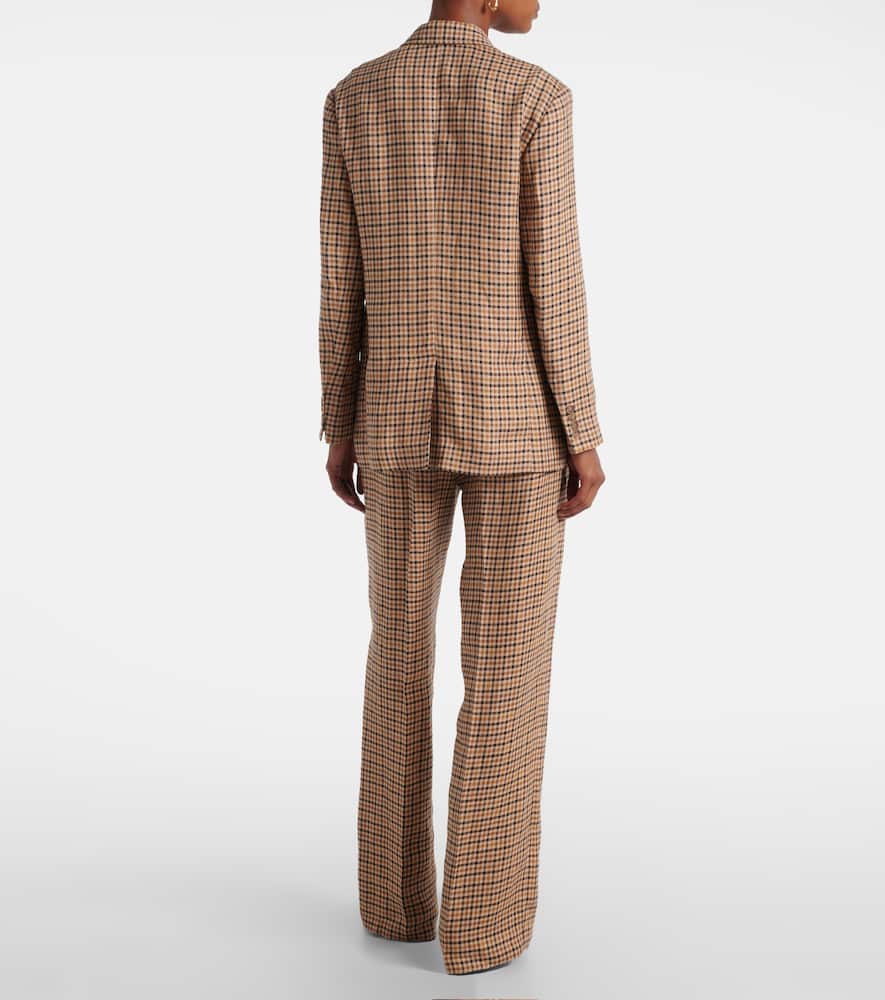 Polo Ralph Lauren Plaid Linen Blazer In Brown