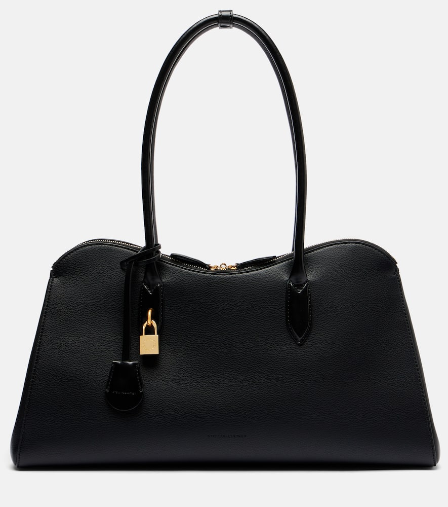 Stella Mccartney Black Synthetic Leather Ryder Shopping Bag In Black
