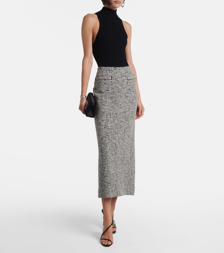Oscar De La Renta Bouclé Jersey Knit Pencil Skirt In Gray