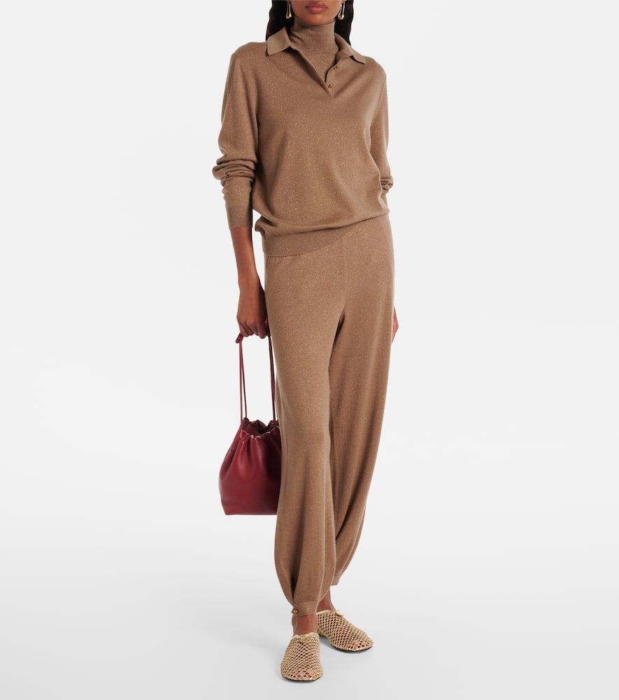 Loro Piana Luciole Cashmere-blend Polo Sweater In Brown