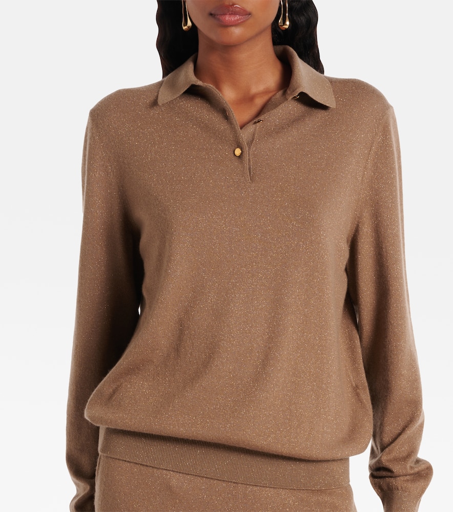 Loro Piana Luciole Cashmere-blend Polo Sweater In Brown