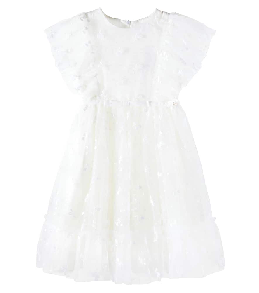 Tartine Et Chocolat Embroidered Sequined Tulle Dress In White