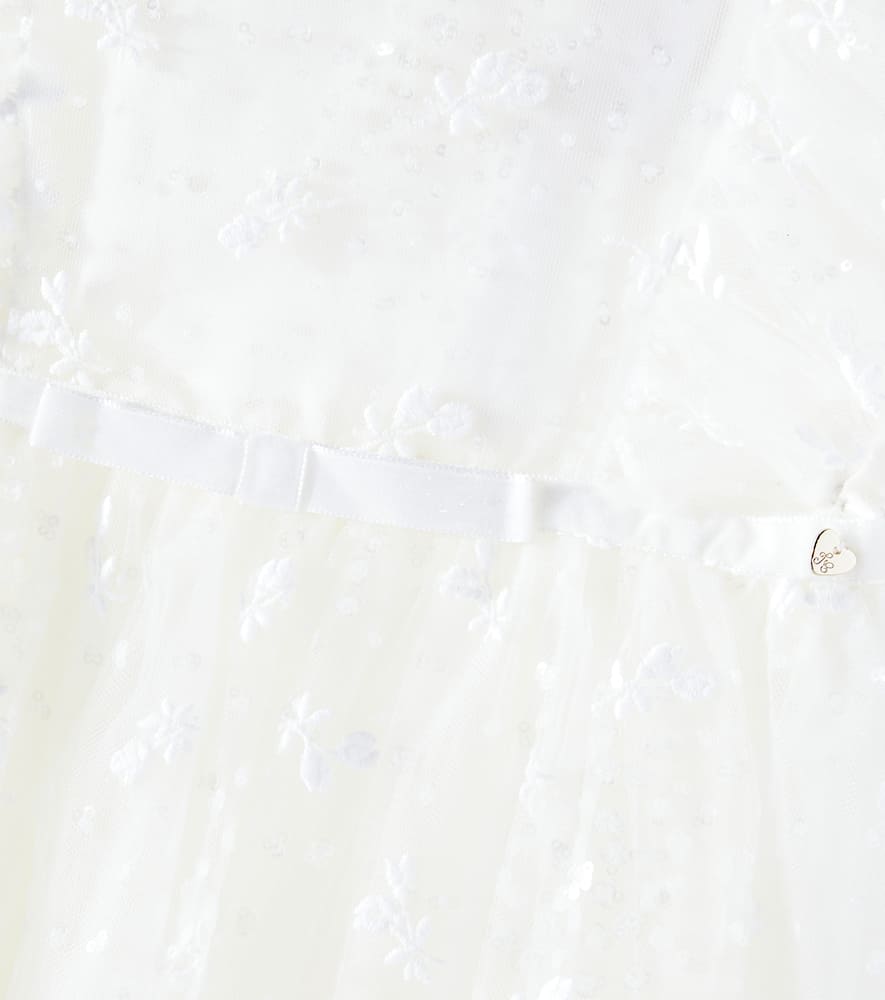 Tartine Et Chocolat Embroidered Sequined Tulle Dress In White