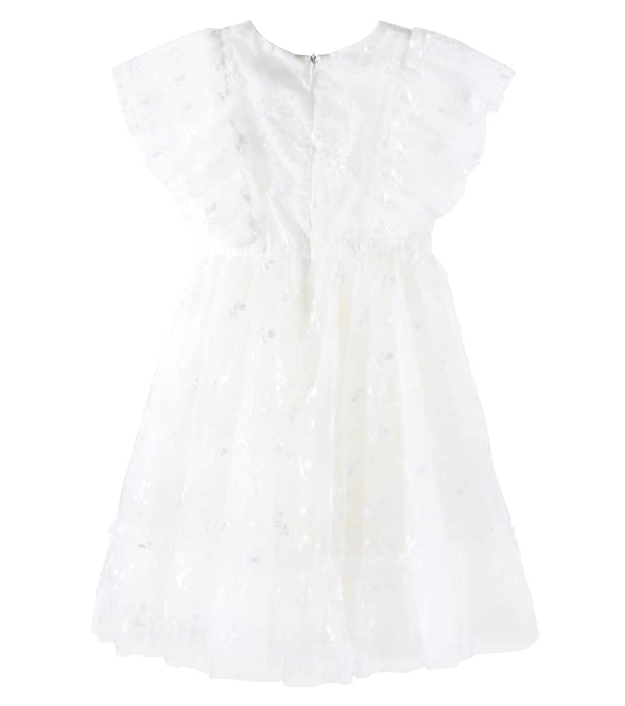 Tartine Et Chocolat Embroidered Sequined Tulle Dress In White