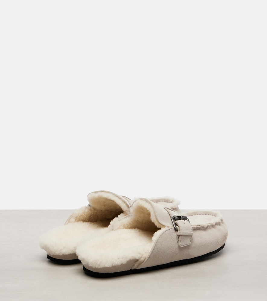  Brunello Cucinelli Brunello Cucinelli Monili Shearling-lined Suede Mules 