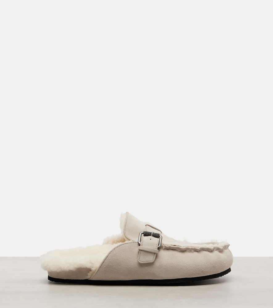  Brunello Cucinelli Brunello Cucinelli Monili Shearling-lined Suede Mules 