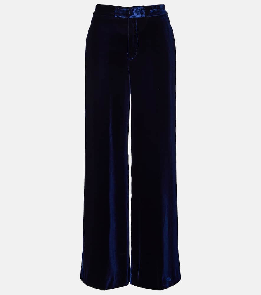 Etro Velvet Wide-leg Pants In Blue