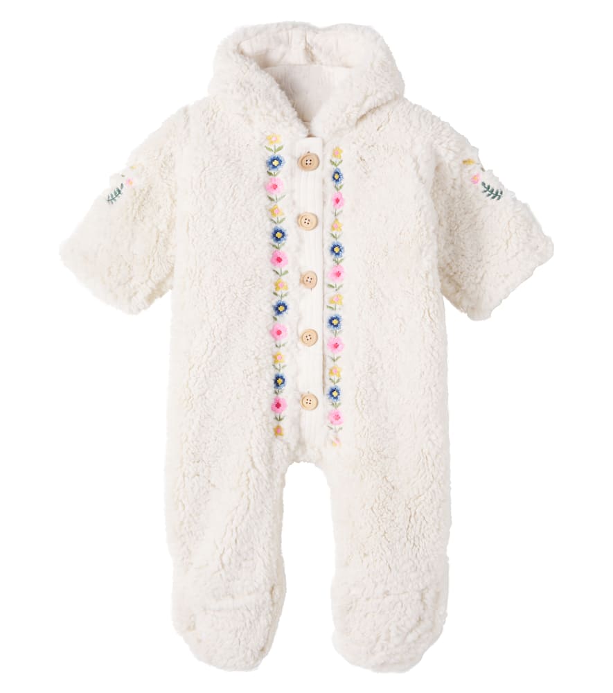 Louise Misha Floral Embroidered Teddy Jumpsuit In White