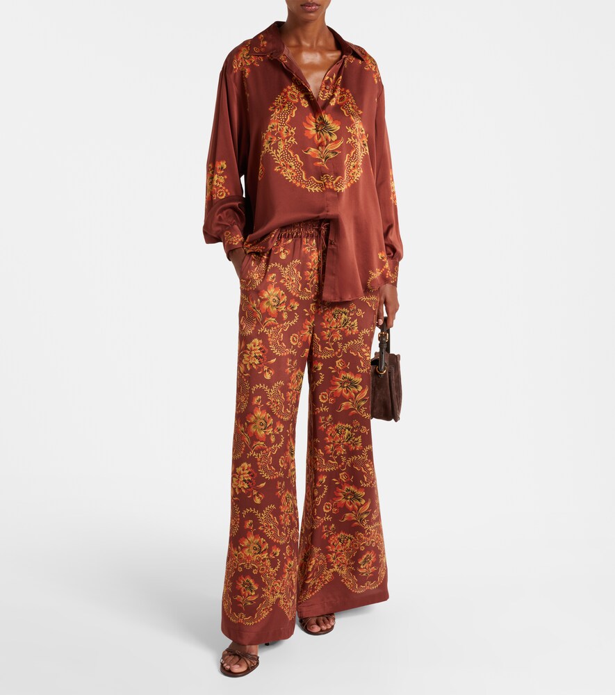 Alémais Seraphina printed silk wide-leg pants