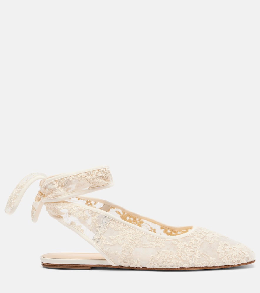 Magda Butrym Lace Slingback Flats In White
