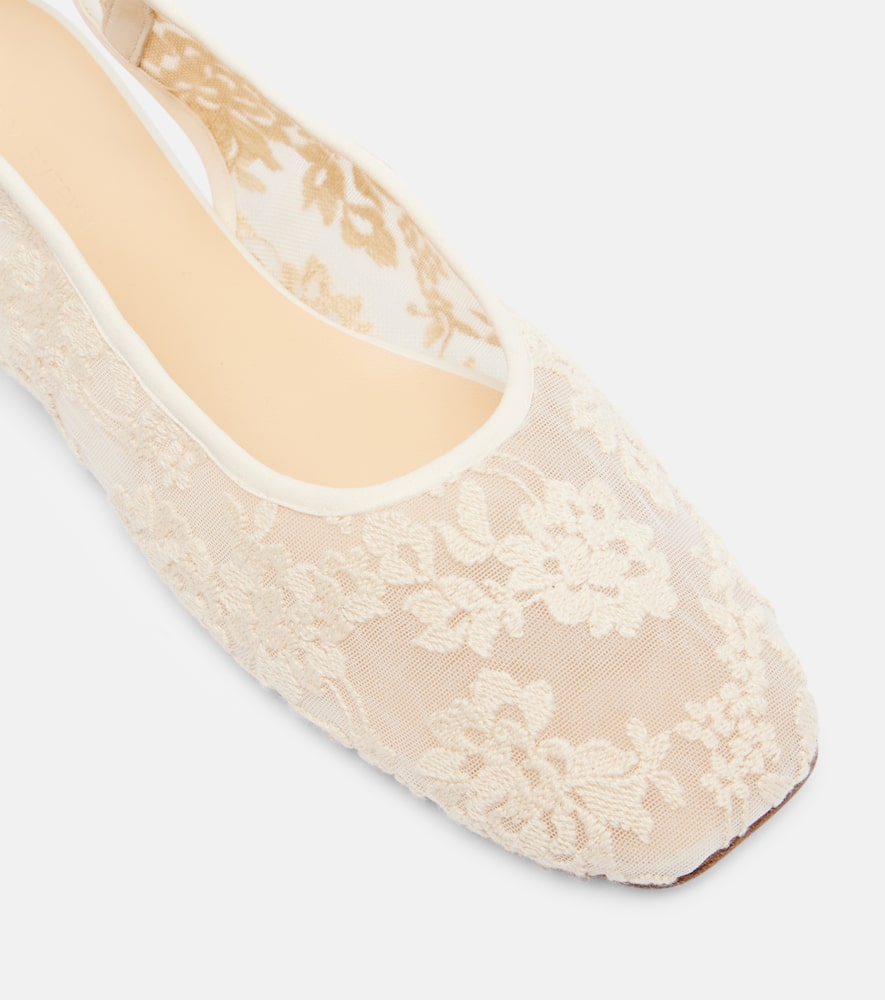 Magda Butrym Lace Slingback Flats In White
