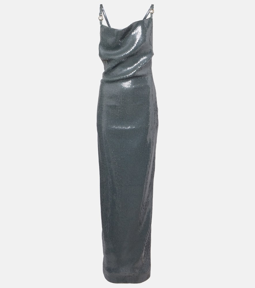 Coperni Women Ruched Sequin-embellished Gown In Silver