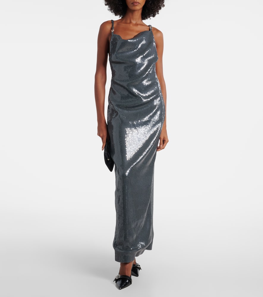 Coperni Women Ruched Sequin-embellished Gown In Silver