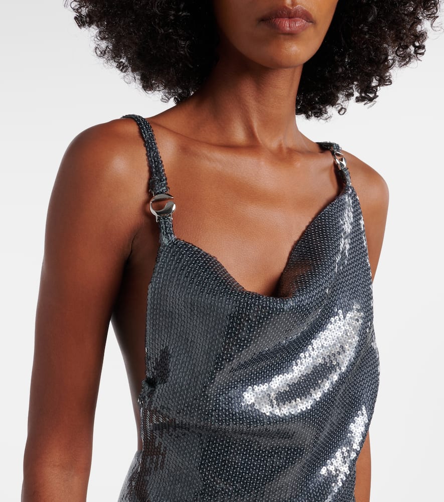 Coperni Women Ruched Sequin-embellished Gown In Silver