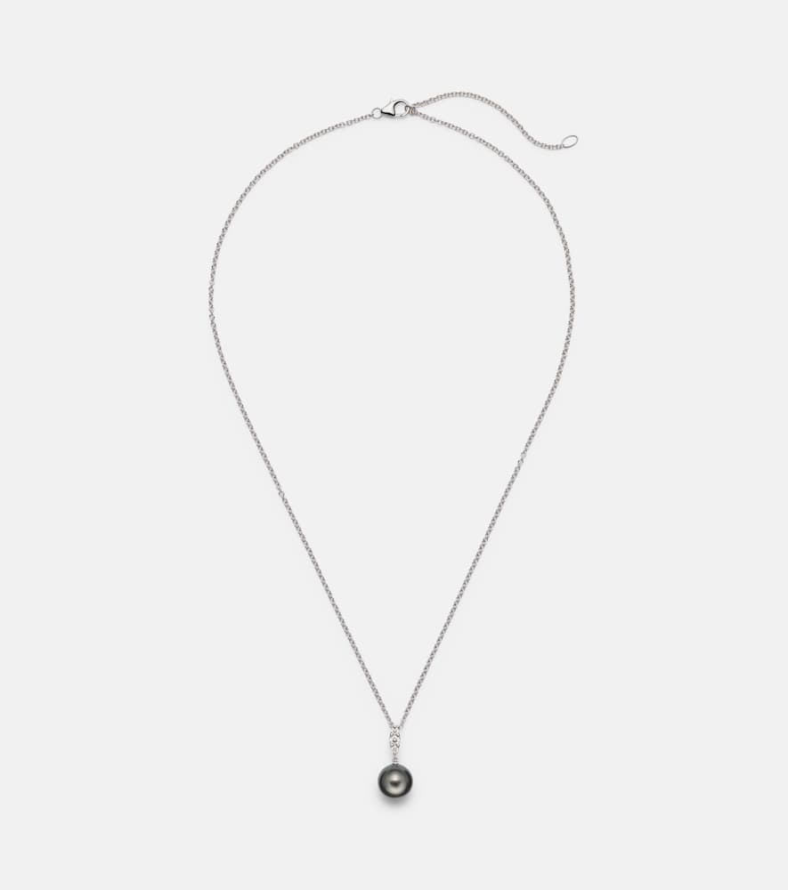 Mikimoto 18kt Gold Necklace With Pearl And Diamonds In Silver