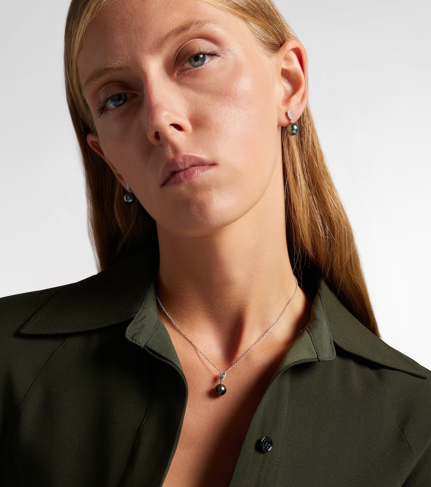 Mikimoto 18kt Gold Necklace With Pearl And Diamonds In Silver