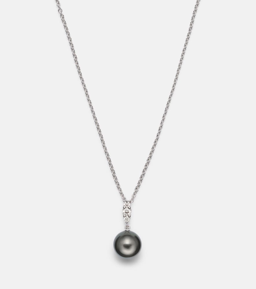 Mikimoto 18kt Gold Necklace With Pearl And Diamonds In Silver