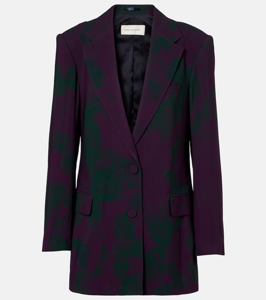 Dries Van Noten Printed Blazer In Burgundy