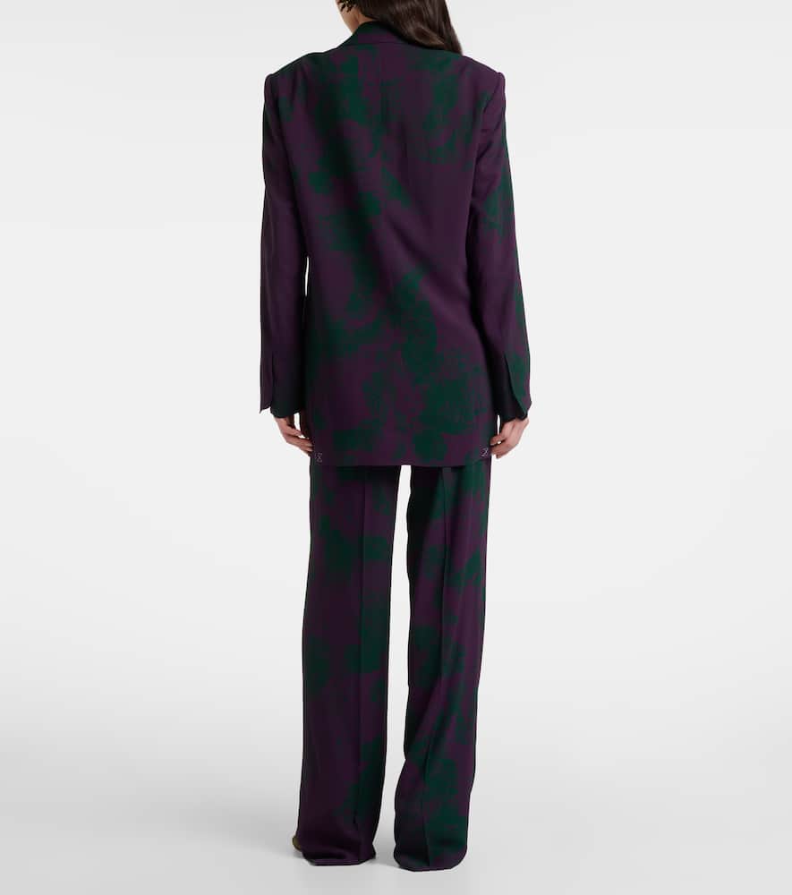 Dries Van Noten Printed Blazer In Burgundy