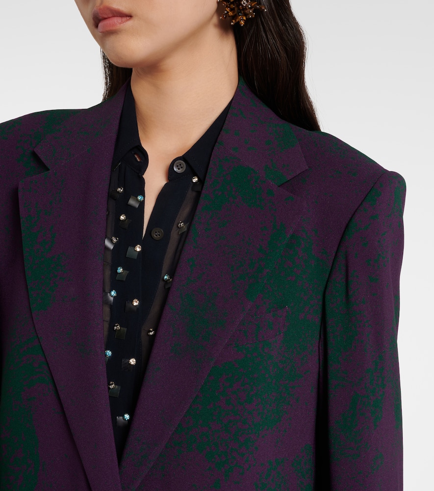 Dries Van Noten Printed Blazer In Burgundy