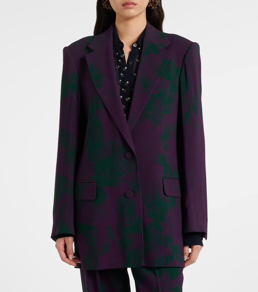 Dries Van Noten Printed Blazer In Burgundy