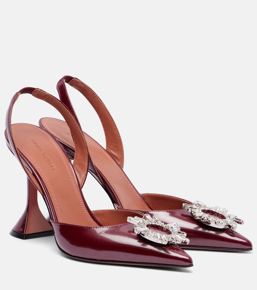 Amina Muaddi Begum 95 patent leather slingback pumps