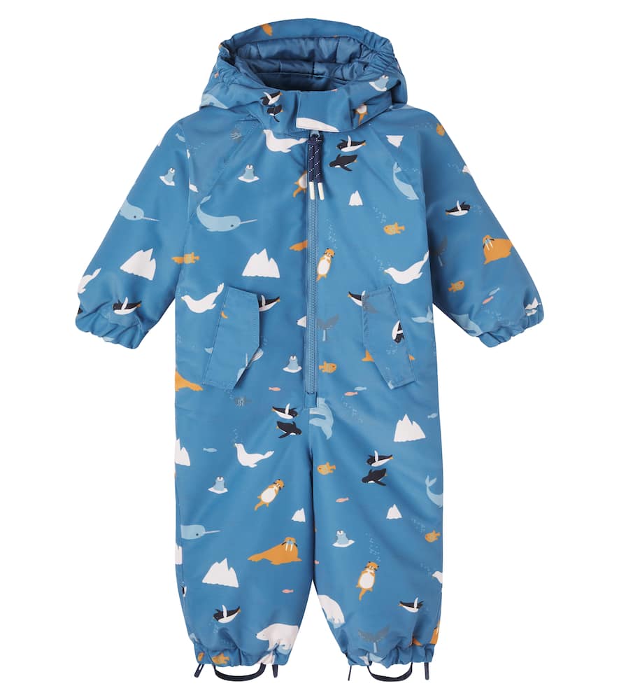 Liewood Maddy Hooded Printed Snowsuit In Blue