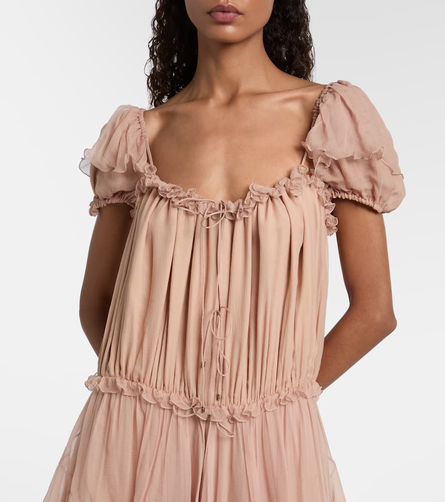Chloé Ruffled Silk Gown In Multi