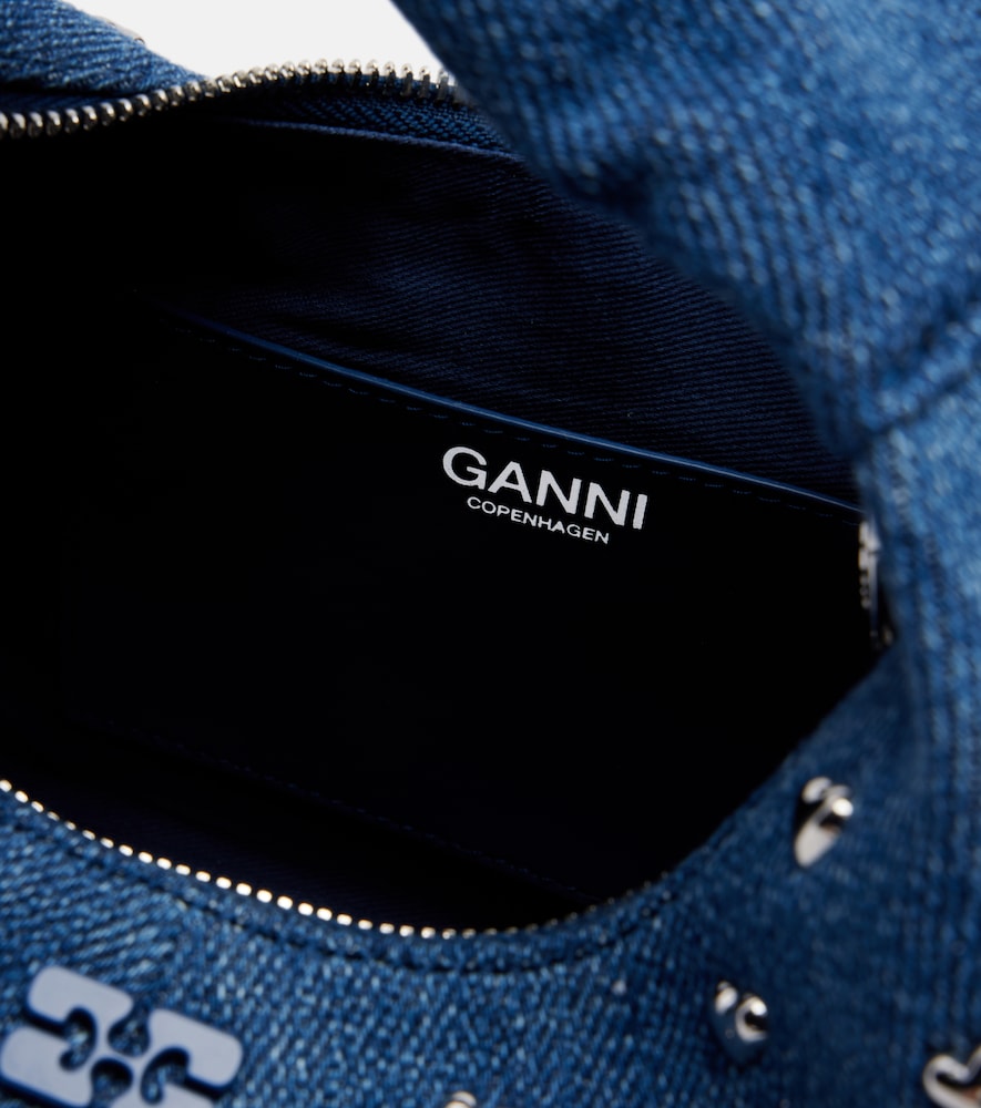  Ganni Ganni Verzierte Henkeltasche Mini Aus Denim 