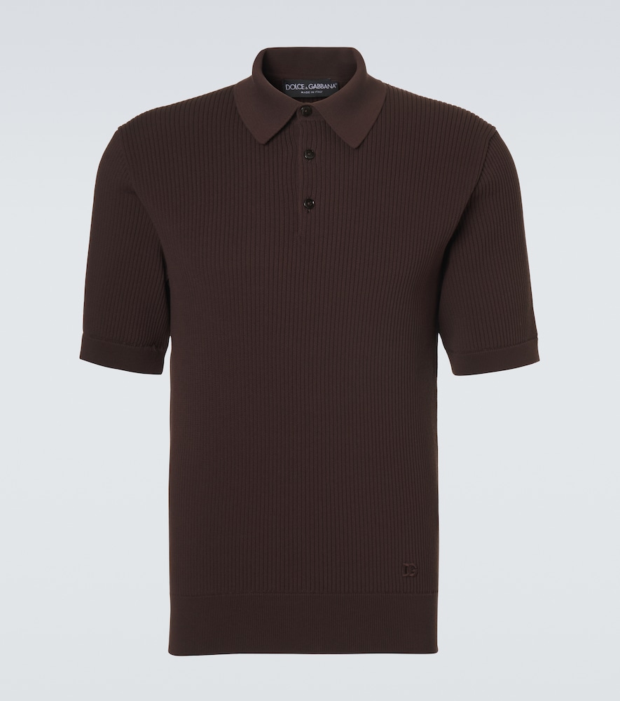 Dolce & Gabbana Ribbed-knit cotton polo sweater