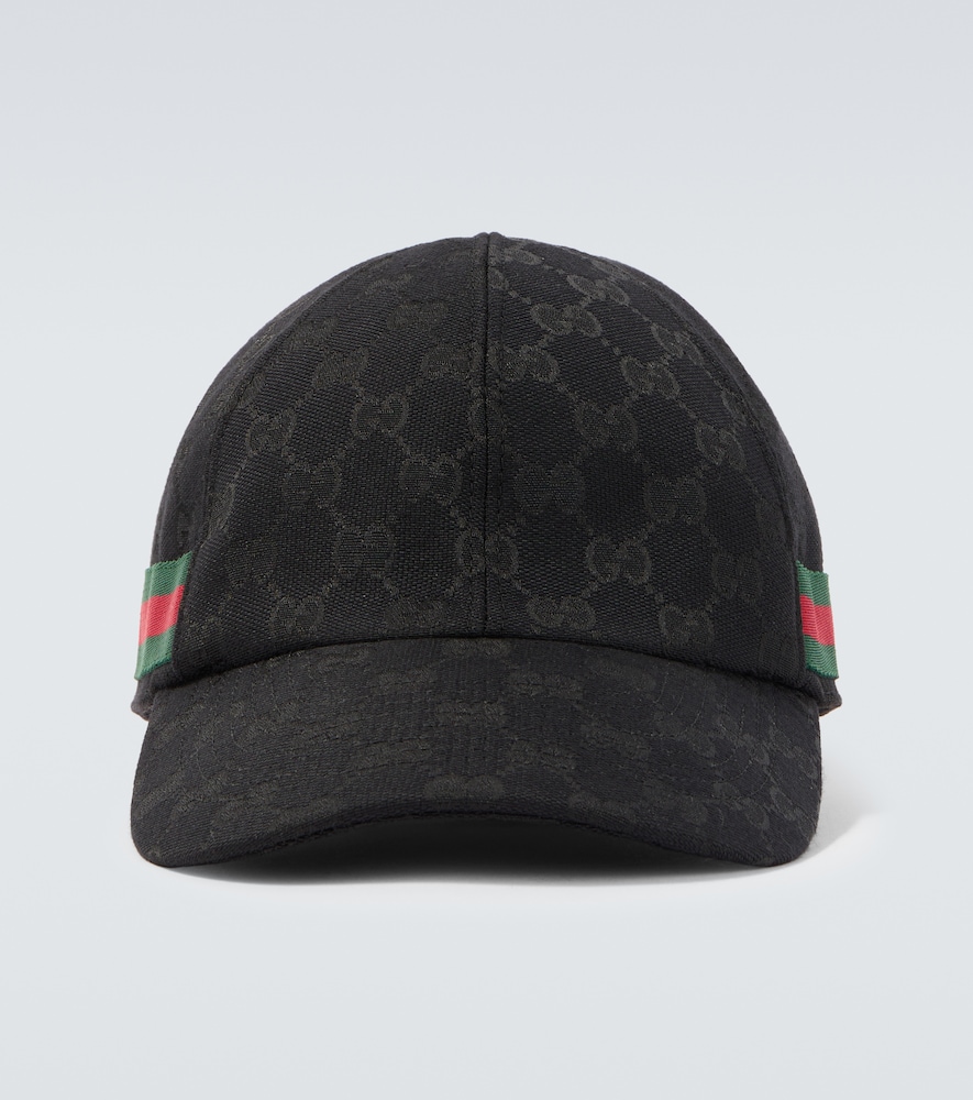 Gucci Uomo Cappello Da Baseball Web Stripe In Canvas Gg Nero Medio- Mytheresa