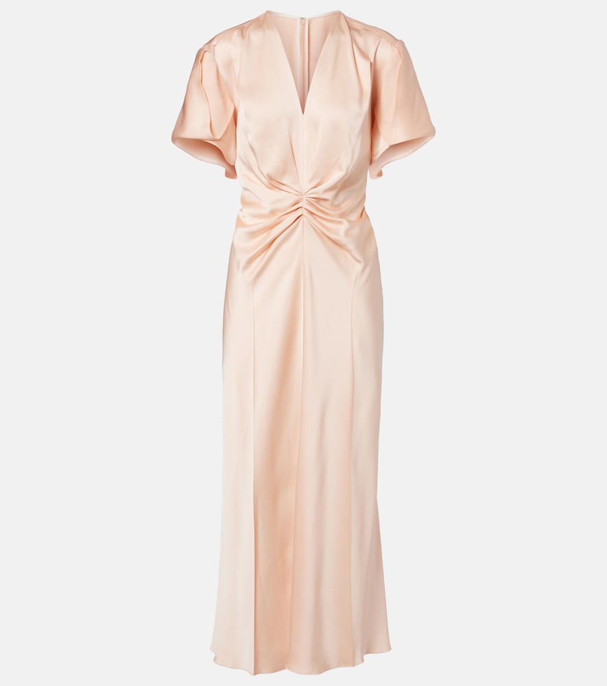 Victoria Beckham Eve gathered satin crêpe midi dress