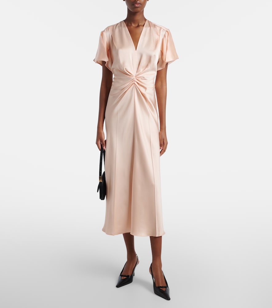 Victoria Beckham Eve gathered satin crêpe midi dress