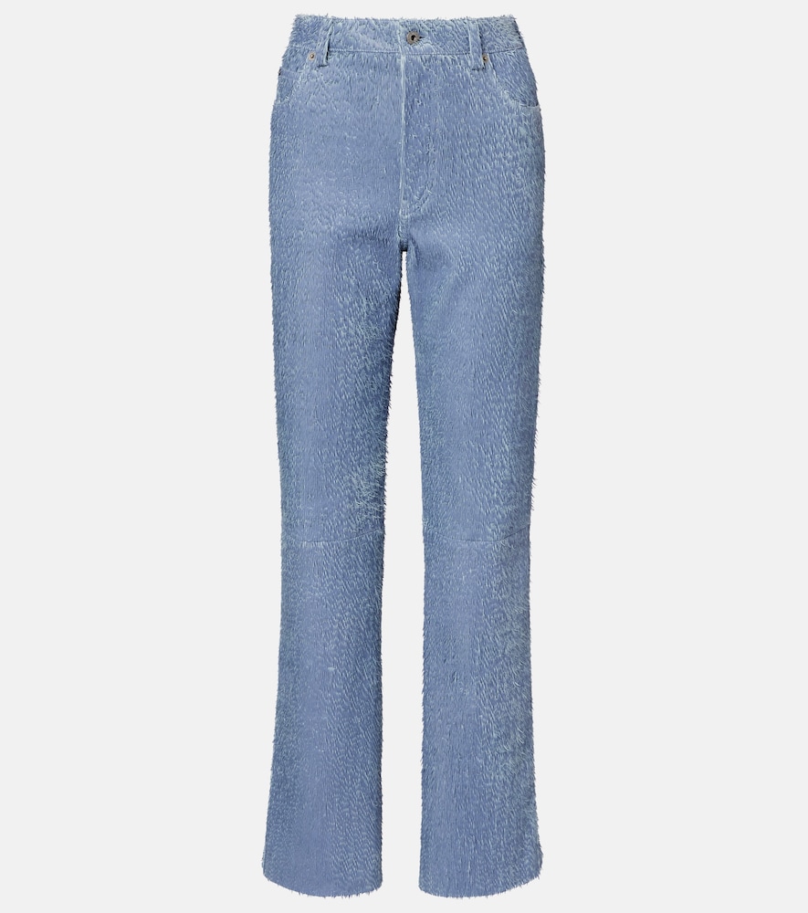 Loewe Women's Blue Trompe L'oil Leather Straight Pants UK Size 4 - Mytheresa