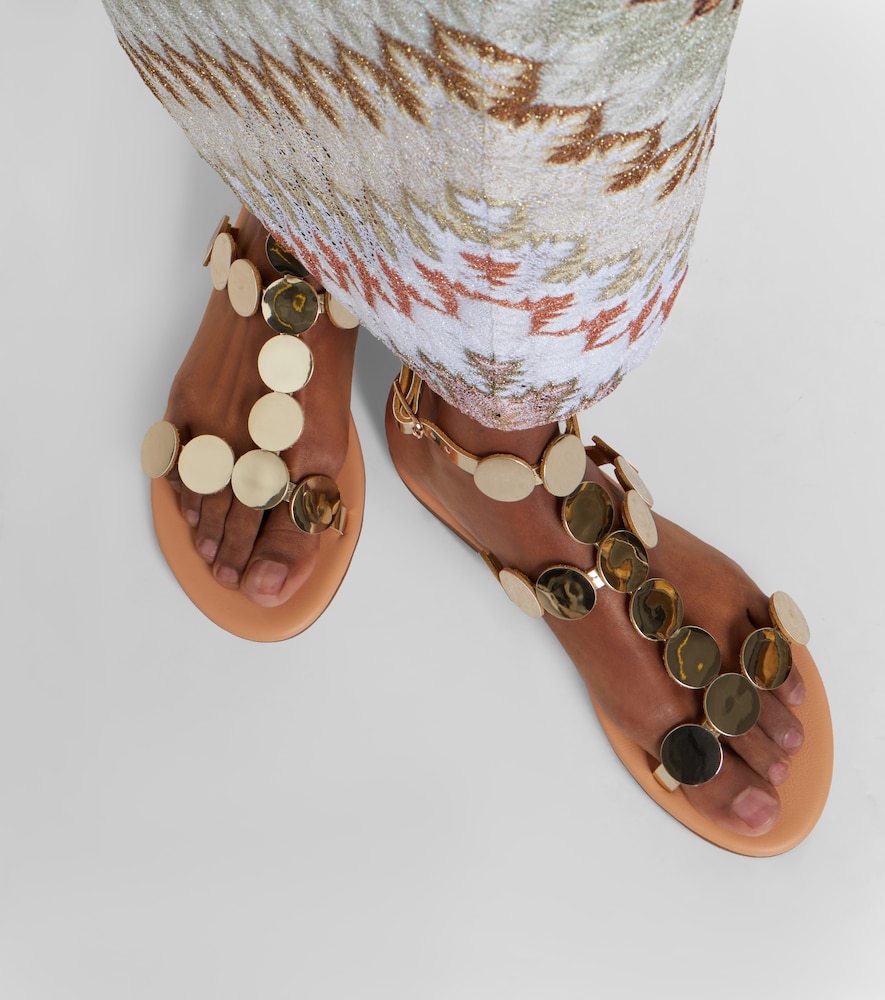 Ancient Greek Sandals Triton embellished leather gladiator sandals