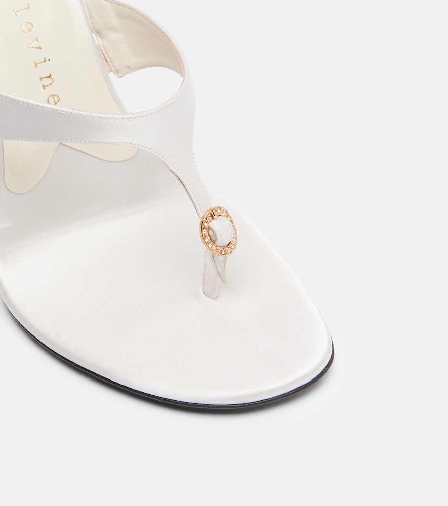 Kiss And Tell Embellished Satin Thong Sandals